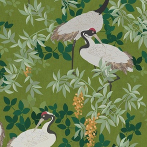 Vibrant Crane - Yellow Olive Green, Large Scale