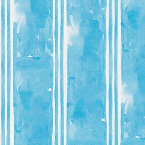 Freehand Watercolor Awning Stripes_baby blue