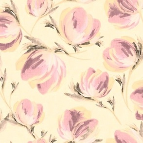 Luxe Rose Pink Cream Vanilla Cottagecore Floral, Sweet Feminine Flower Pattern, Delightful Painted Pink Blooms Fabric, Decorative Farmhouse Floral, Elegant Living Room Bedroom, Modern Country Cottage Floral, Spring Summer Garden Flower Art 
