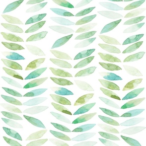 Hand Painted Watercolor Leaf Herringbone Pattern_Size Large_Organic Texture Unique Design_green