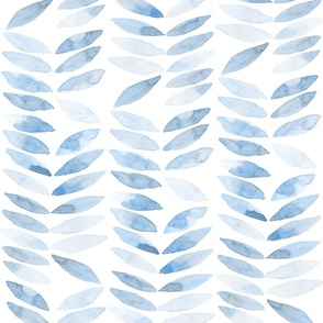 Hand Painted Watercolor Leaf Herringbone Pattern_Size Large_Organic Texture Unique Design_indigo