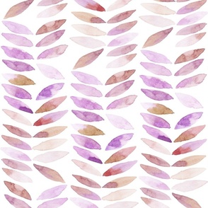 Hand Painted Watercolor Leaf Herringbone Pattern_Size Large_Organic Texture Unique Design_purple