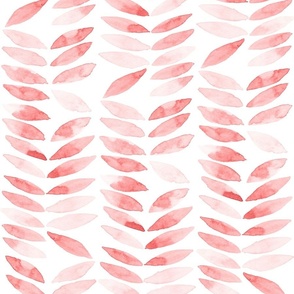 Hand Painted Watercolor Leaf Herringbone Pattern_Size Large_Organic Texture Unique Design_red