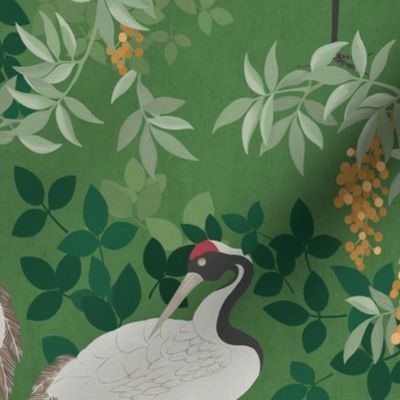 Vibrant Crane - Leaf Green, Medium Scale