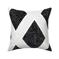 Large Diamonds_Dark Curves on White Maze_Black and White Collection
