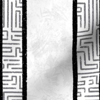 Large stripes with Textured and Maze lines_Black on White_Vertical_Black and White Collection