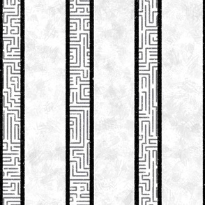 Large stripes with Textured and Maze lines_Black on White_Vertical_Black and White Collection