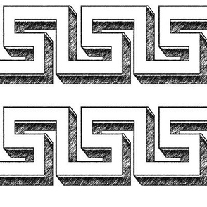 Abstract geometric lines, Greek Key, black on white