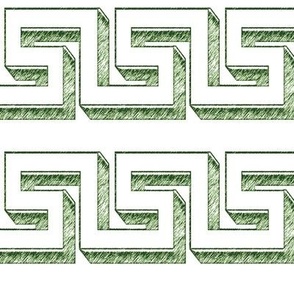 Abstract geometric lines, Greek Key,green