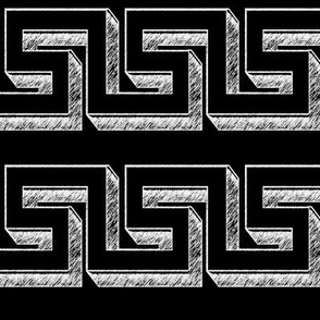 Abstract geometric lines, Greek Key, white on black
