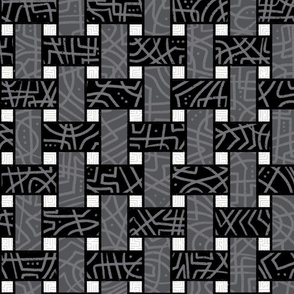 Medium Wild Woven Stripes_Black and Grey on White_Black and White Collection