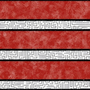 Large stripes with Textured and Maze lines_Red and White_Horizontal_Splash of Red Collection