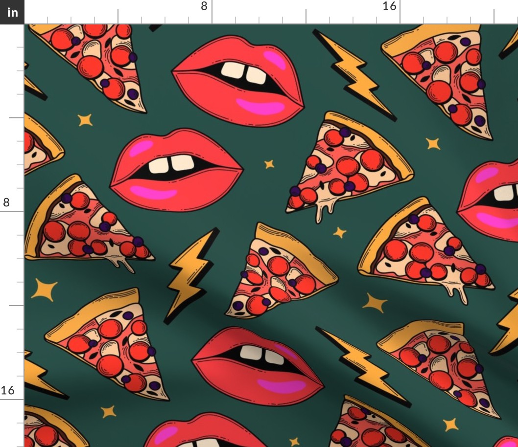 Yummy Pizza Seamless Pattern - color 1