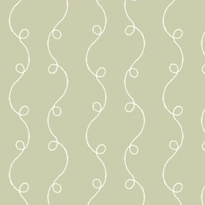 (S) Girly Curly Party Streamer Ribbons Wavy Stripes in sage green