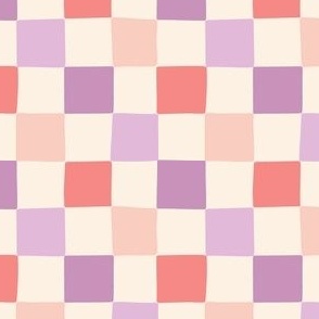 Classic Checkers Checkerboard for Halloween in Bone, Pink and Lilac