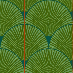 Japandi palms emerald red stripes (LARGE)