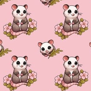 Bashful Possum Pink Floral (No Hearts)