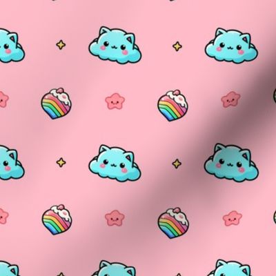 Kawaii Doodle Cat Clouds