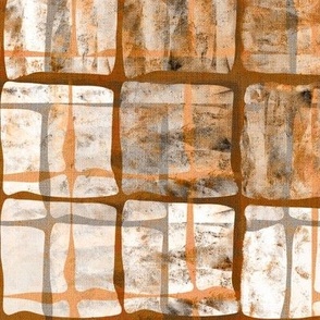 12” repeat paint party aberrated painterly checks in earthy colours  with faux burlap texture