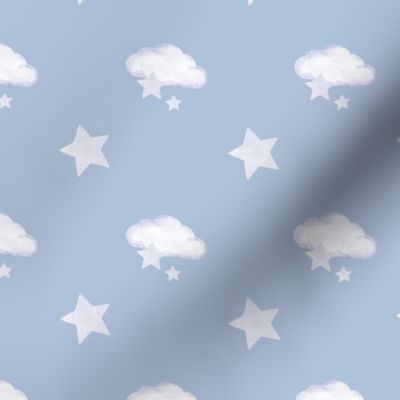 Blue Paper Stars and Clouds