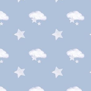 Blue Paper Stars and Clouds