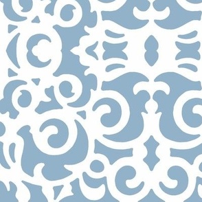 Scrollwork Blue and White