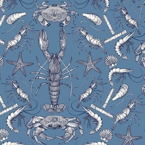 cornwall crustaceans damask blue ultra marine small