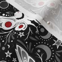 Mothman Damask Black and White with Red accents