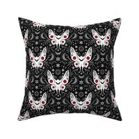 Mothman Damask Black and White with Red accents