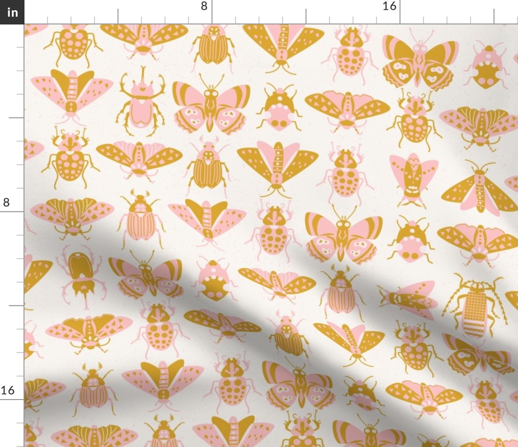 retro insects l gold pink