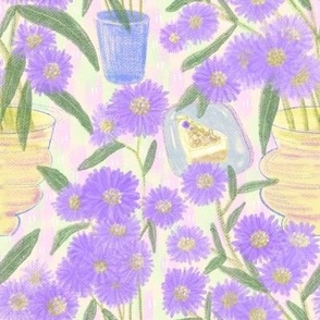 European Michaelmas-daisy floral // Aster Flowers Pattern