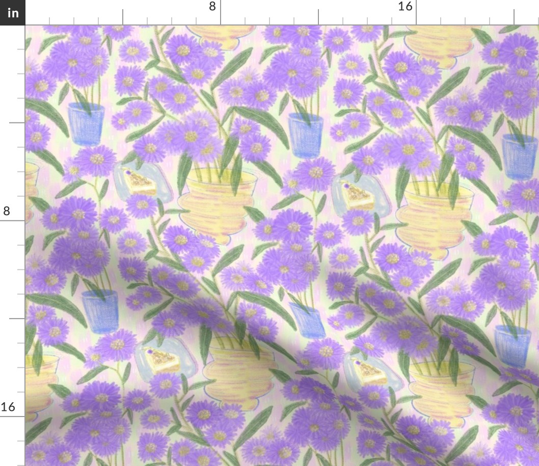 European Michaelmas-daisy floral // Aster Flowers Pattern