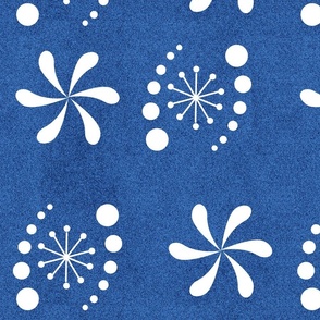 Mid Century Party Fun Shapes on a Concrete Blue Background