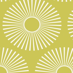 Sunshine - retro sun minimal wallpaper - happy olive green (L)