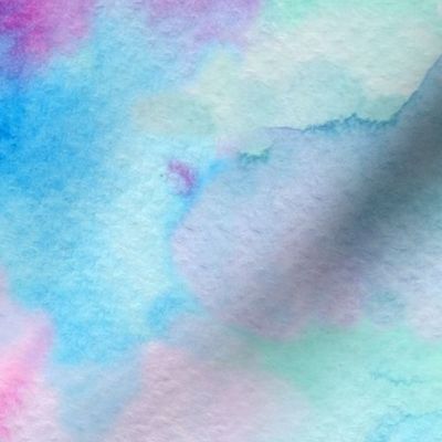 Watercolor texture in blue, green and magenta tones, background, changing colors