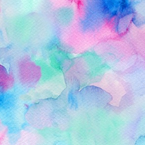 Watercolor texture in blue, green and magenta tones, background, changing colors