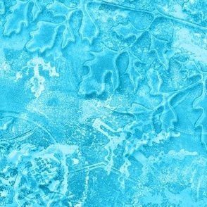Cut Glass and Ferns Gel Print Textures in Shades of Caribbean Blue