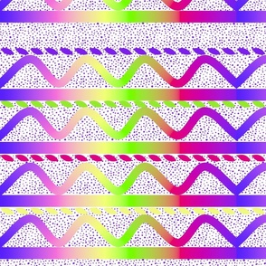 Party Neon Ribbon and Dots Horizontal Stripes and Waves