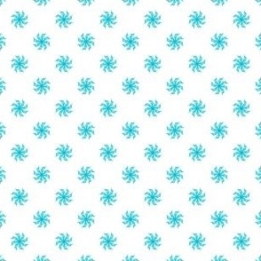 Tiny country bloom in cyan blue and white. Extra small scale