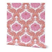 bold floral/pink and orange on white background /large