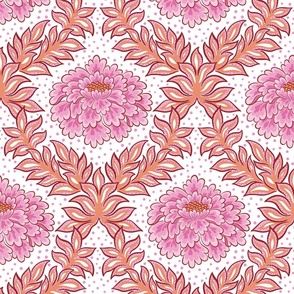 bold floral/pink and orange on white background /large