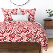 Red Ditsy Blossoms on White - Large Floral Print