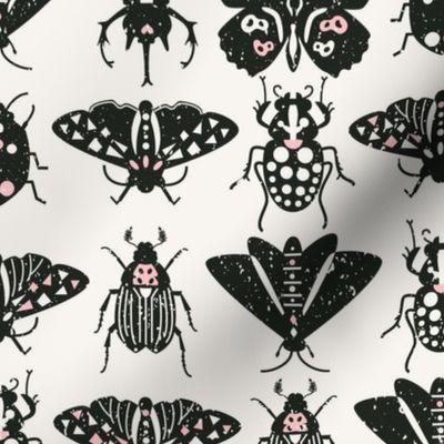 retro insects l black pink