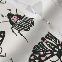 retro insects l black pink