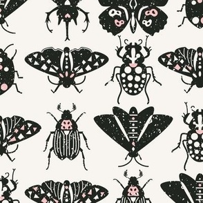 retro insects l black pink