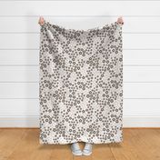 Beige Ditsy Blossoms on White - Large Floral Print