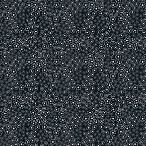 Navy Blue and White Blossom Ditsy Print - Small Floral Quilting Fabric
