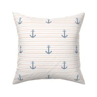 Coastal Stripes Anchor Boats in Cottage Blue and peach