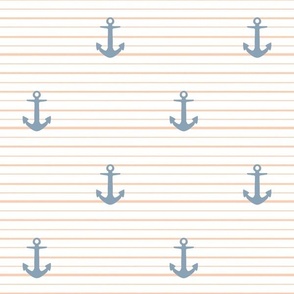 Coastal Stripes Anchor Boats in Cottage Blue and peach