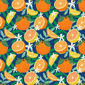 Oranges on blue